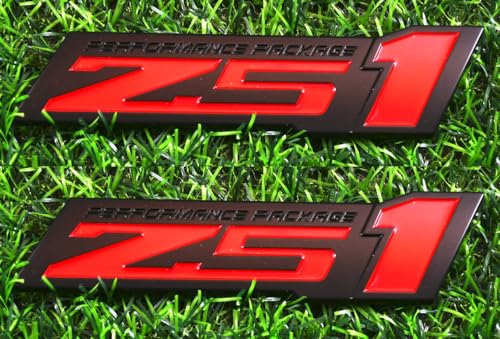 Image of 2pcs Z51 Performance Package Emblem Engine Hood 3D Badge Decal Replacement for Z51 (Black Red), EI-SilveCutom#2