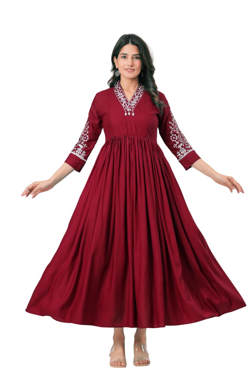 Siya Women's Rayon Printed Maternity Gown Pre and Post Pregnancy Kurti/Kurta with Feeding Zipper Maternity Gown for Feeding Nursing Maternity Comfort Gown-image-9