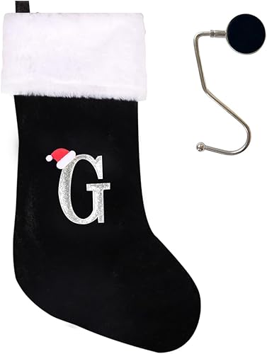 Vista 55 de Medias de Navidad con monograma de 20 pulgadas con letras, medias de Navidad súper suaves, medias grandes con monograma, medias de letras rojas