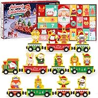 Advent Calendar 2025 Kids,24 Days of Wooden Magnetic Train Toy, Christmas Calendar Countdown Gift for 3 4 5 6 7 8+ Years Old Boy and Girl