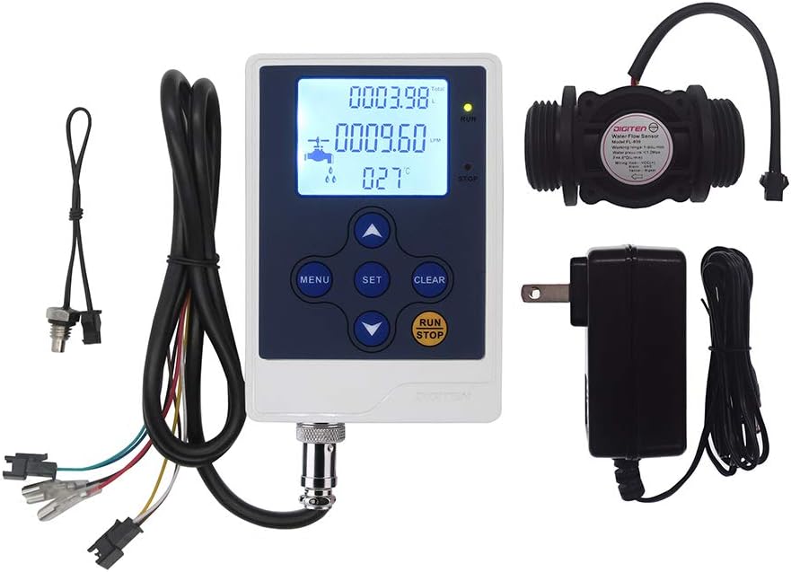 DIGITEN Water Flow Control LCD Display+G1"Flow Sensor Meter