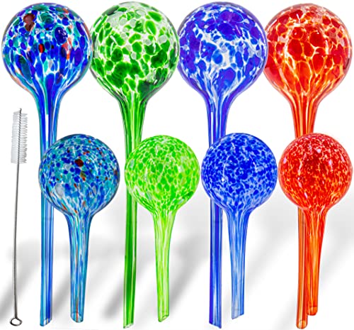 5 STAR SUPER DEALS Aqua Plant Watering Globes - Automatic Watering Ball Bulbs - Self Watering Plant Glass Bulbs System (8, 4 Small & 4 Large)