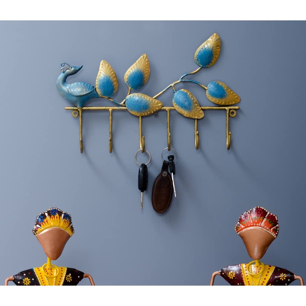 Collective home decor - Peacock Style VASTU Key Holder for Home - Wall Key Holder for Home Decor - 6 Hook - Multicolour
