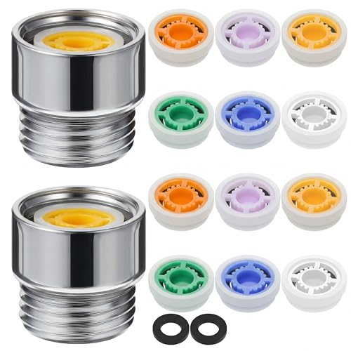Image of Honoson 2 Set Shower Flow Reducer Limiter Set 1 /2 Inch Flow Restrictor Control Valve for Fixed Handheld and Shower Head 1.2 /1.5 /1.8 /2 / 2.2 /2.5 Gpm