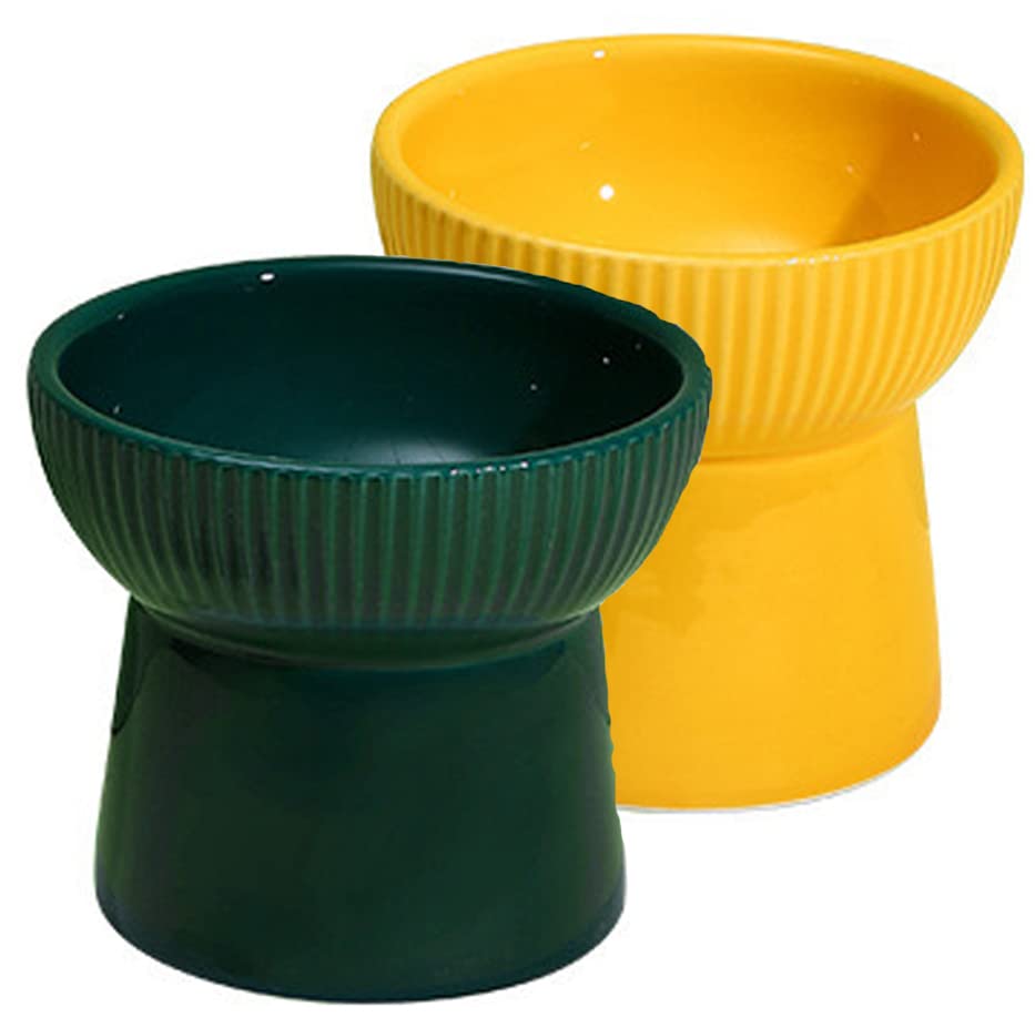 Image of PETANGEL Ceramic Cat Food Or Water Bowl, 2 Pcs Raised Cat Feeder Dishes with Stand, Elevated Pet Food Bowl for Cats and Small Dogs, Stress Free Backflow Prevention & Reduce Neck Burden