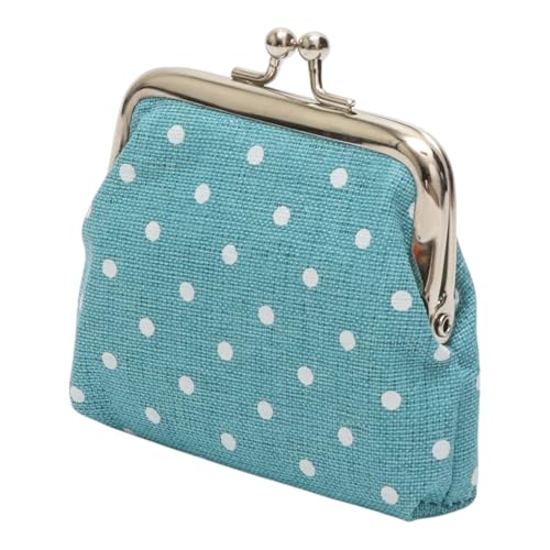 1Pcs Pouch Wallet Polka Dot Snap Wallet Canvas Blue 9x7cm2