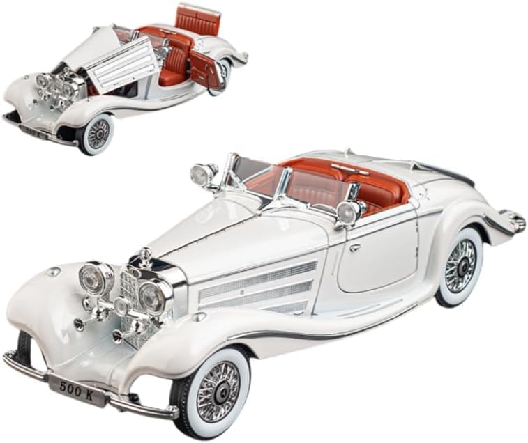 Image of Invite Enterprise Compatible for 1:24 Mercedees Benz 500K Toy Car Model, Diecast Collectible Pull Back Model Car with Sound and Light, Toy Gift Vehicles for Adults Kids Boys Girls 【White Color】