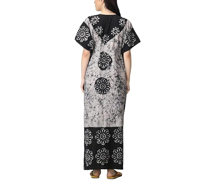 Image of Onekbhalo Women's Cotton Floral Kaftan Nighty Maxi Gown (OK Free Size)