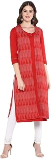by Shoppers Womens Key Hole Neck Printed Layered Kurta with Jacket