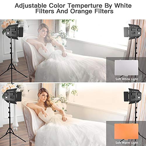 WSHA 2 in 1 3200k / 5500k Farbtemperatur-einstellbare LED-Videoleuchte mit 2 Lichtständern, 4-teiliger NP-F550-Akku… – Bild 3