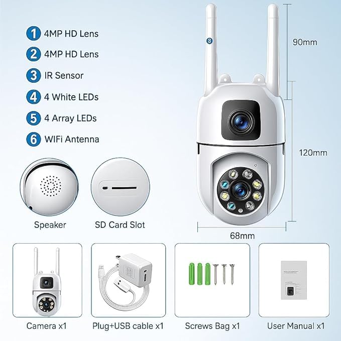 Image of 1080p FHD WiFi Wireless Security Camera with Audio & Night Vision - Live Feed, Motion Detection, Perfect for Home & Office Security (Wall Camera -2 pc)