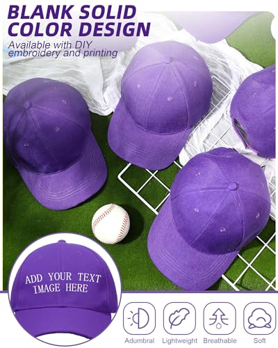 Image of Handepo 24 Pcs Blank Baseball Caps Adjustable Back Strap Unisex Blank Design Caps Plain Unisex Hats for Men Women