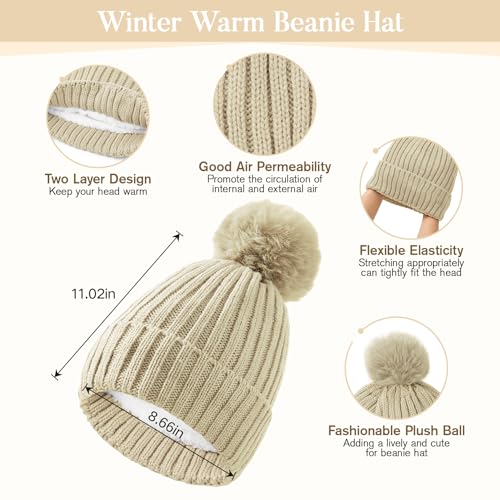 Winter Beanie Hat Scarf Gloves Set for Women Knit Scarf Stay Warm Hats Touch Screen Gloves Winter Essentials2