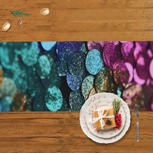 Chemin de table rustique à pois pailletés et pompons chic de 152 cm - 6