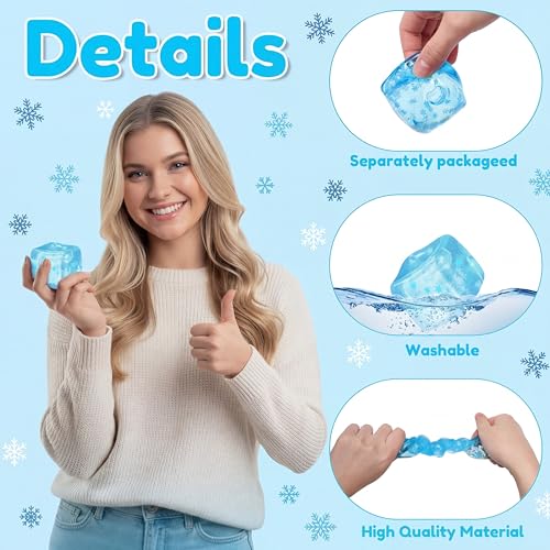 Image of Gemscream Stress Cube Bulk Slow Rising Ice Cube Stress Ball Sensory Squeeze Cubes Halloween Goodie Bag Stuffing for Adult Birthday Gift Anxiety Relief Party Favors(6 Pcs,Blue)