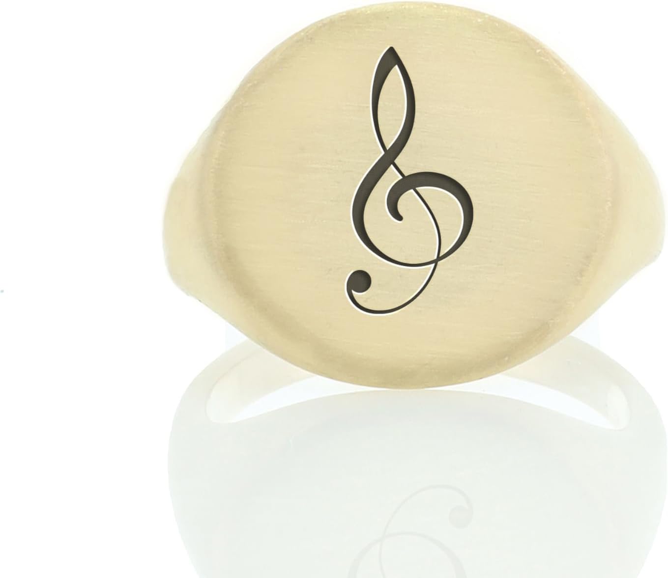 Music Notes Gold Signet Ring - Bold Statement Jewelry for Musicians - Engraved Unisex Music Design