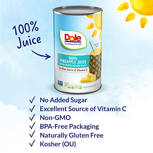 Dole Pineapple Juice, 100% Fruit Juice With Added Vitamin C, 46 Fl Oz (Pack Of 12) #TOP1