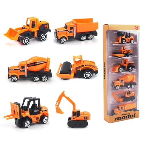 Excavadora Juguete,Vehículo De Construcción Juegetes,6pcs Camión De Juguete Para Niños,Juguetes De Excavadora Para Coche,Mini Excavadora De Juguete Juego Educativo Navidad Cumpleaño Regalo Para Niños