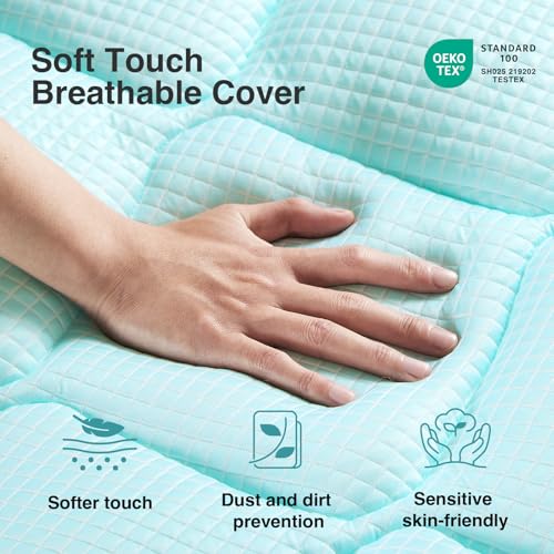 Image of Novilla Twin Memory Foam Mattress Topper with Detachable Cool Cover, 2-in-1 Breathable Mattress Protector for 8-21 inch, Washable All-Season Support & Comfort Pad for Dorm, Guest Room, RV, Travel