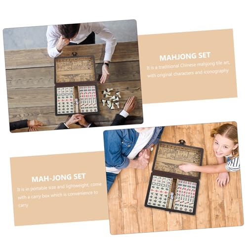 Set portátil de Mahjong chino con fichas grabadas miniatura 2