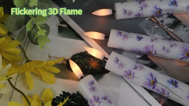 Image of Flameless Taper Candles with Remote, Real Wax LED Taper Candles Battery Operated with 3D Flickering Wick, 4 Pack White Flameless Candlesticks for Halloween Christmas Wedding Holiday Decor