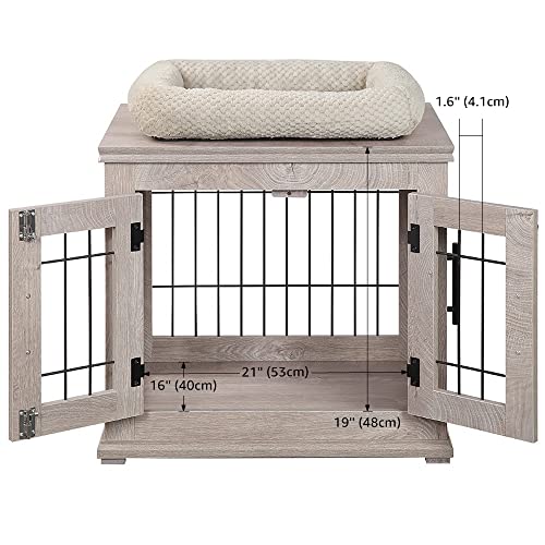 beeNbkks Furniture Style Dog Crate End Table, Double Doors Wooden Wire Dog Kennel with Pet Bed, Decorative Pet Crate Dog… - Image 5