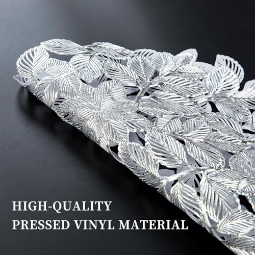 Image of Dakshya Industries Set of 2 PVC Waterproof Round Table Placemats 38x38 cm - Heat Resistant, Non-Slip Dining Table Mats (Silver)
