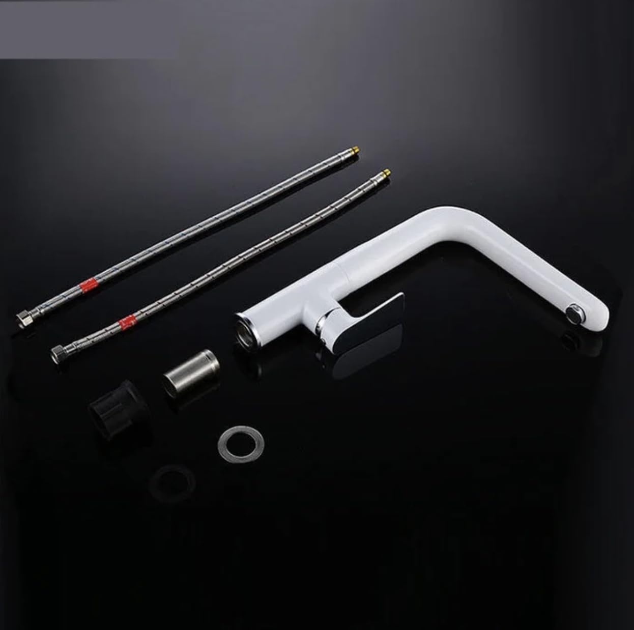 Robinet de Cuisine K034W - Mitigeur Cuisine Laiton - Collection Argolide - Facile à installer - Robinet Evier de Cuisine Pratique et Solide - Blanc