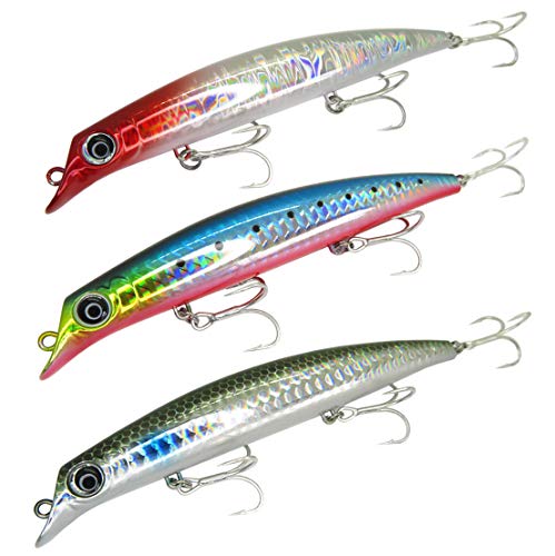 [青嵐ルアー]フローティングミノー シーバス セット 120mm 17g タングステン重心移動式 シーバス 青物 ルアー ST-46トリブルフック装備