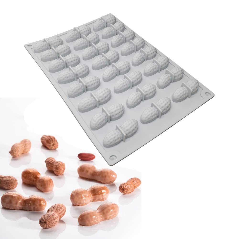 24 Cavity Chocolate Coated Peanut Espresso Coffee Bean Silicone Molds