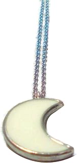 Moon Crescent Necklace Glow In The Dark Silvertone (glows aqua)