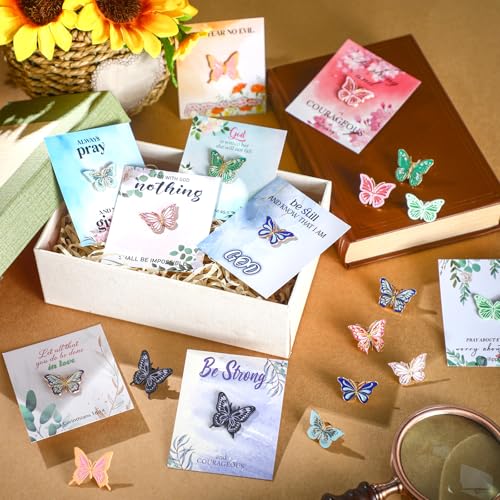 40 Pcs Butterfly Pins Brooch Bible Verse Butterfly Lapel Pins with Card Religious Christian Enamel Brooch for Women Sunday School Party Favor3