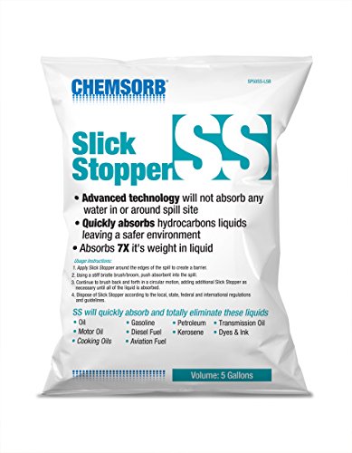 Image of SS - Slick Stopper Oil Only Absorbent, 5 Gal. Bag, SP50SS-L5B, Hydrophobic, Proprietary Technology Only Absorbs Petro Chemicals Not Water. Ideal for Any Spill in or Near Water, White
