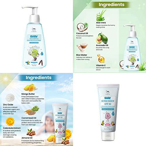 Image of TNW- The Natural Wash Baby Shampoo & Sunscreen SPF 30 Cream | For Cleansed Hair | Nourished Skin
