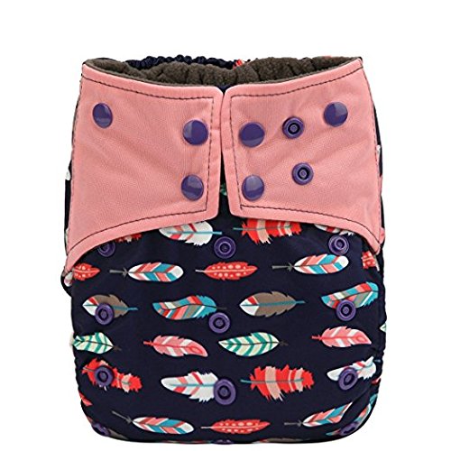 AIO - Pañal reutilizable y lavable, con inserto de bambú de carbón vegetal durante la noche, doble refuerzo L1.