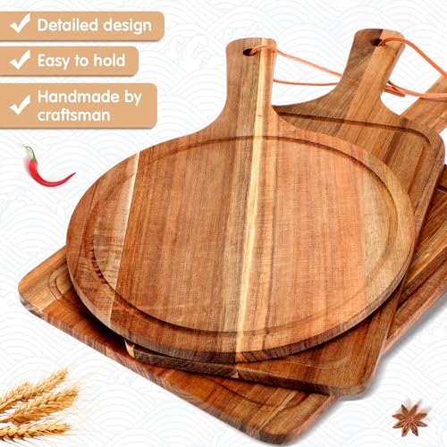 Set 3 Pcs Tabla de Cortar de Madera Acacia con Mango miniatura 4