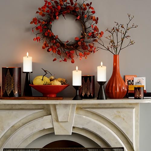 Image of Mirror Surface Votive Candles Battery Operated with Remote Timer, 6pcs Real Wax LED Votive Candle Realistic Flickering for Wreaths Memorial Lantern Φ 2 inch H 4.5 inch White