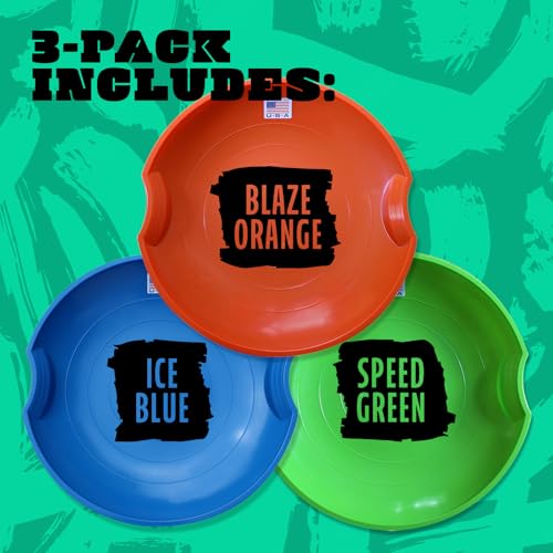 Image of Flexible Flyer 26 inch Flying Saucer Sled Multipack - Plastic Snow Sleds with Hand Grips, Heavy Duty Snow Discs for Kids, Adults, Schools, Camps & Daycares