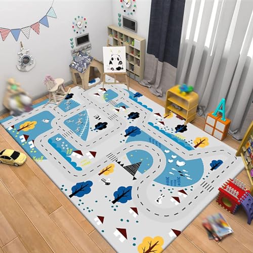 カーペット ラグ 道路 キッズ プレイマット 140*200cm ロードマップ 長方形 線路 ラグマット ルームマット 滑り止め 洗える ホットカーペット対応 床暖房対応 遮音 大きいサイズ 滑りにくい かわいい ゲームマット 保温 知育 マット 子供部屋