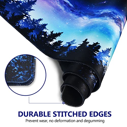 AIMSA Extended Gaming Mouse Pad, XL Large Keyboard Mouse Mat Desk Pad with Stitched Edges, Durable Non-Slip Base Mousepad for Home Office Work, 35x15.7inch, Forest Moon Sky — view 2