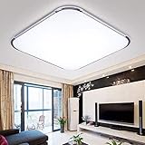 18W dimmbare LED-Deckenleuchten | Square Ultra Slim Acryl Lampenschirm Lampe 40cm * 40cm | LED Deckenleuchten für Flur, Schlafzimmer | Silberrahmen | mit Fernbedienung