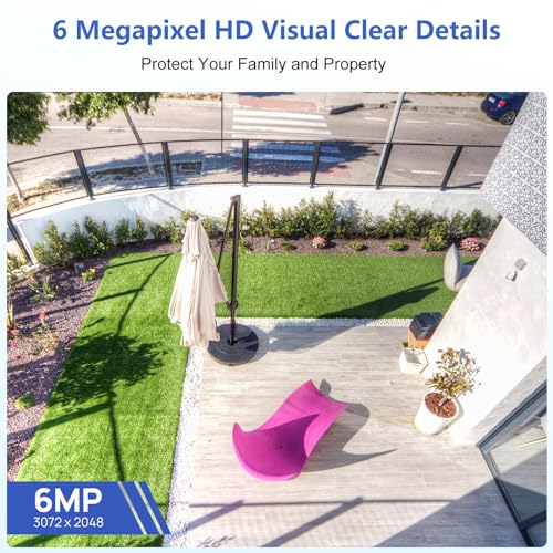 Image of VIKYLIN 6MP PoE IP Camera with Two-Way Audio, Metal Outdoor Turret Security Camera, Human & Vehicle Detection, Face Detection, 98ft EXIR IR Night Vision, MicroSD(512GB), NDAA Compliant