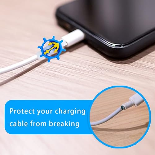 Miniatura 3 de 6 unidades de protector de cable de carga oceánica para iPhoneiPad, lindo protector de cable de plástico azul timón mordeduras de estrellas de mar