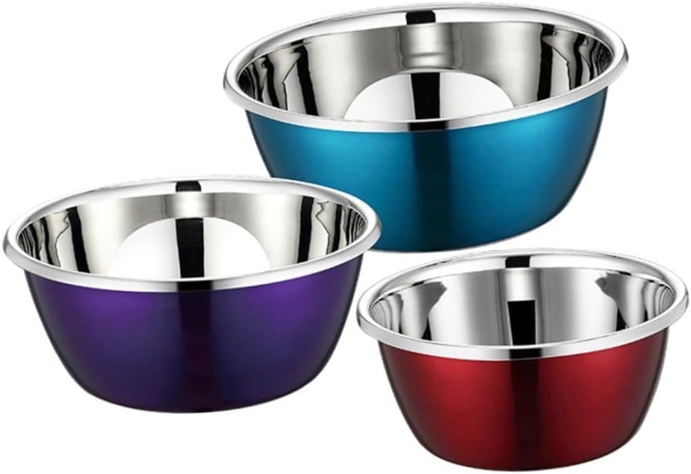 3pcs Stainless Steel Nesting Mixing Bowls Set Multi-purpose Kitchen Bowls for Meal Prep Baking and Serving Space-saving Design for Home Use