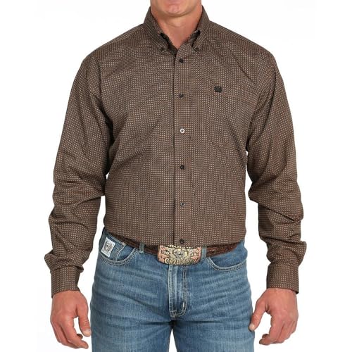 Cinch Men's Brown Print Long Sleeve Button Shirt