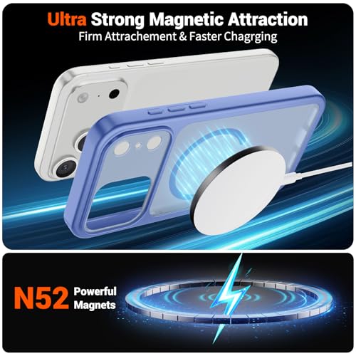 Image of SUPFINE Magnetic for iPhone 17 Pro Case Blue Purple | (Compatible with MagSafe)(Military Grade Drop Protection)(Camera Protection)Translucent Matte Phone Cover