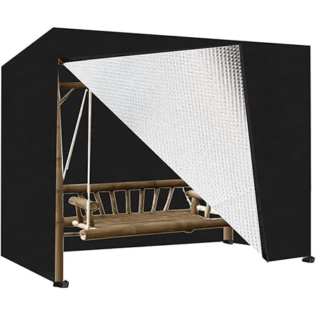 SanGlory Garden Swing 3-Seater Waterproof Patio Hammock with Zips, Heavy Duty Rip Proof Protective Cover for Outdoor Patio Swing Garden Hammock (210x150x150cm) - Black main image 1