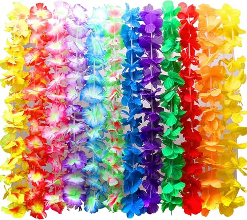 Myamy FITMOS02 Hawaiian Leis For Luau Party Decorations: Hawaii Lays Tropical Silk Flower Necklace Bulk Beach Birthday Themed Party Favors Decor 36 Counts thumb #3