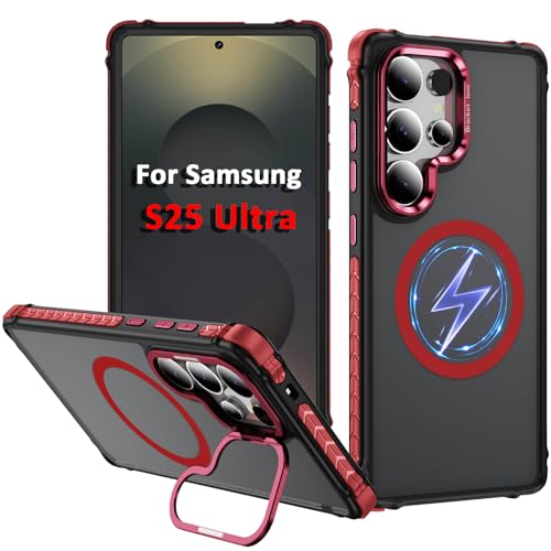Coque Samsung S25 Ultra magnétique rouge pour photos et vidéos mains libres