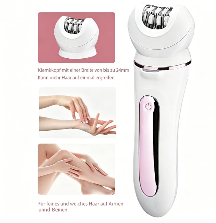 Osmo Epiluxe Epilierer Haarentferner 5-in-1, epilierer damen für glatte Haut trockene & nasse Anwendung, Langanhaltende Haarentfernung, für Gesicht und Körper (Weiß)